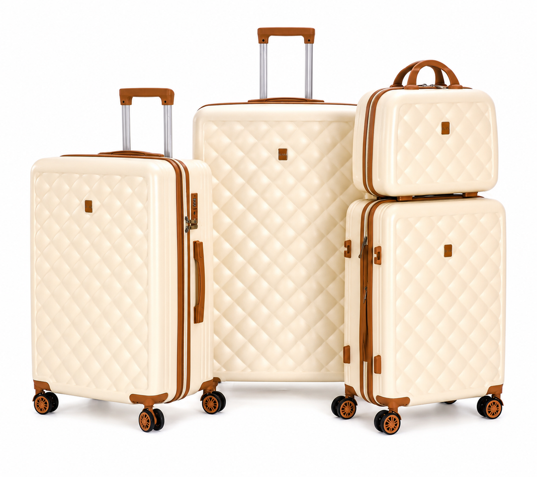 Luan Paris Diamond Collection 4-Piece Hardside Luggage Set with Beauty Case