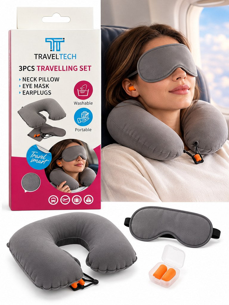 TravelTech 3-piece travel comfort set - Grey