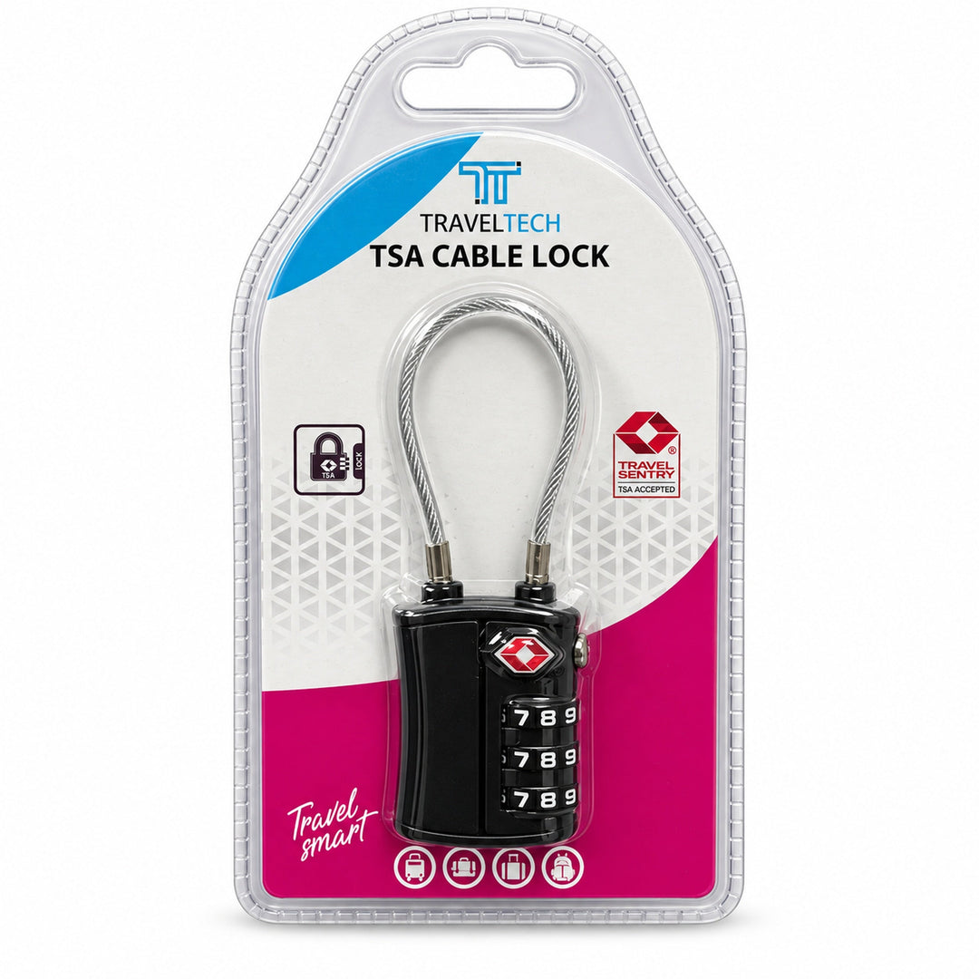 Black cable lock product packaging